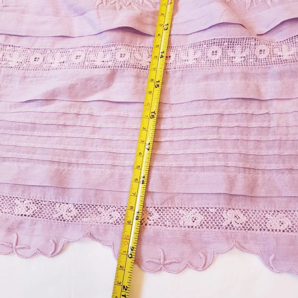 LOVESHACKFANCY Wisteria Sully Embroidered Lace Cotton Crop Top - Picture 8 of 13